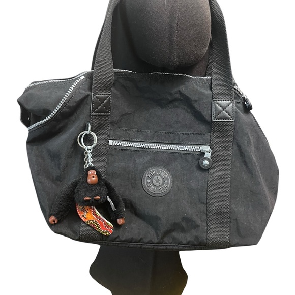 Black expandable Kipling shoulder bag - Picture 3 of 10